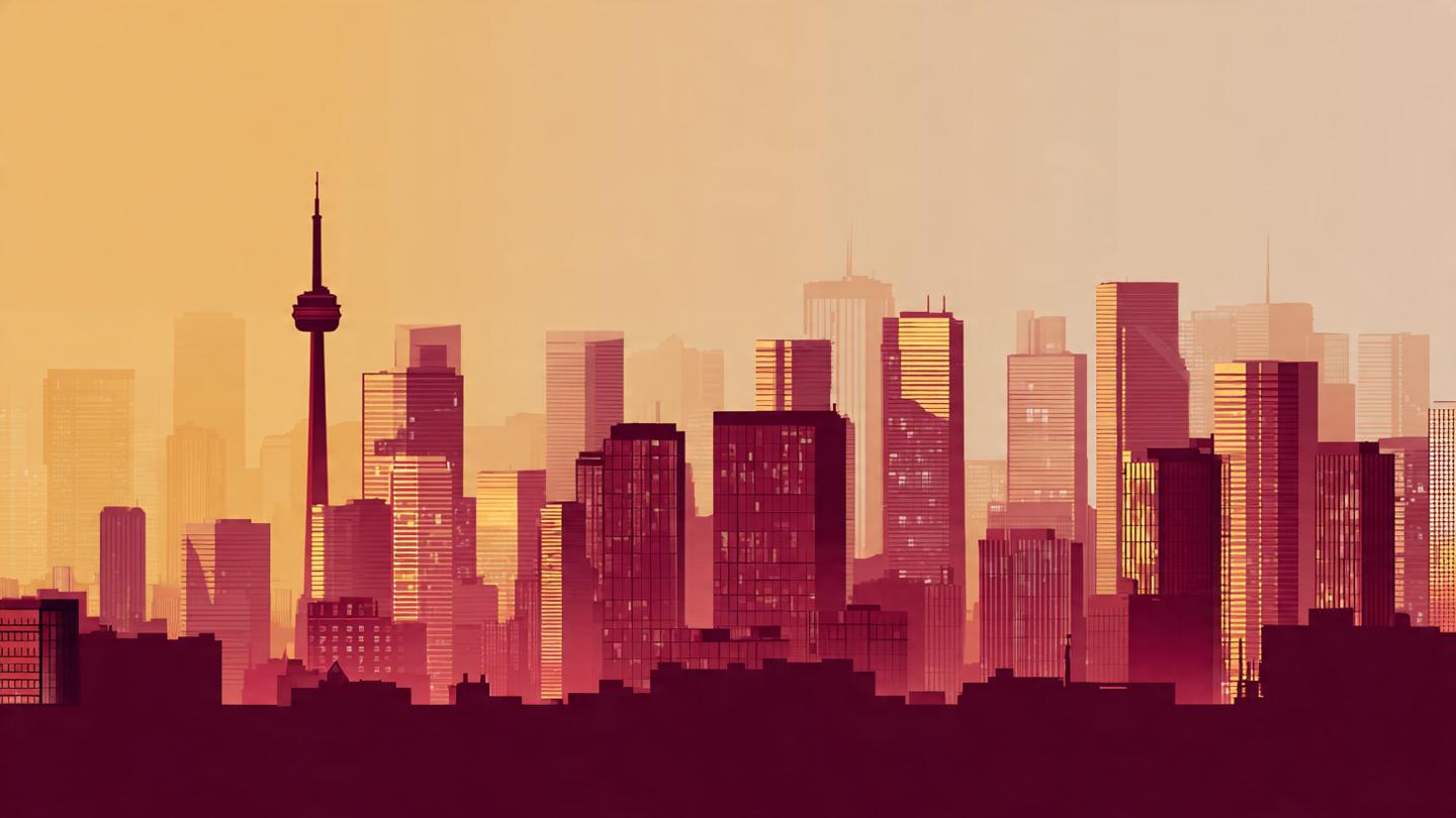A warm maroon-and-gold city skyline at dusk — the financial institutions VWISTA is built to serve.